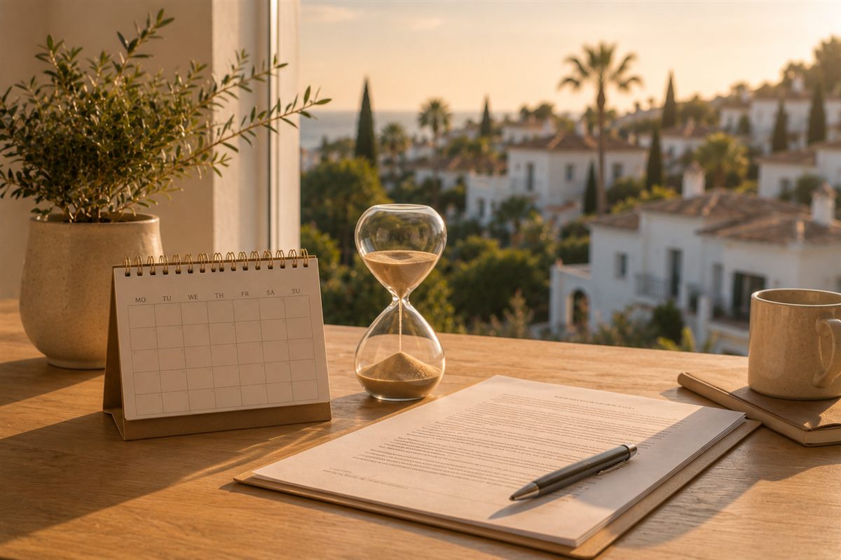 Contrato de alquiler y calendario sobre la mesa