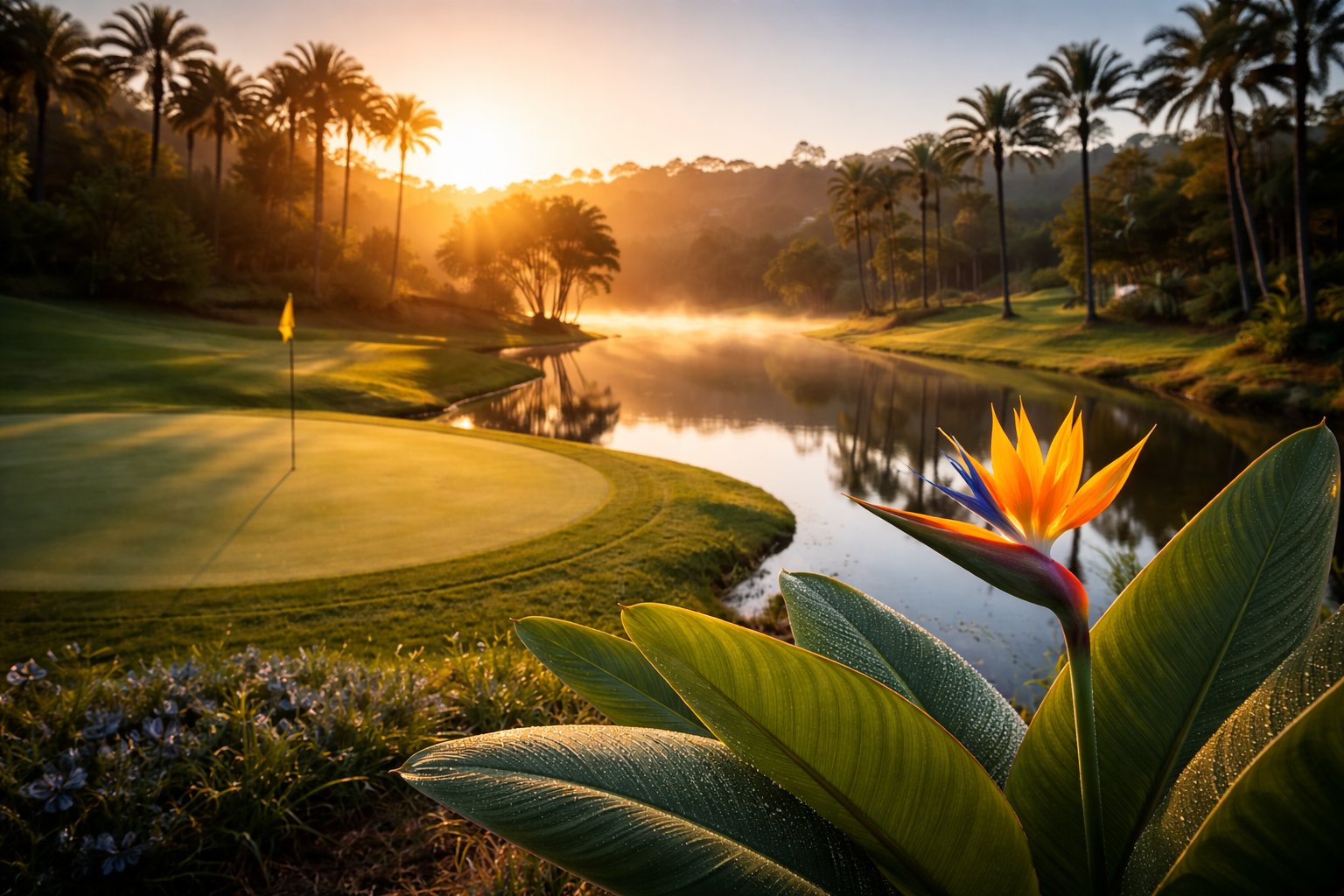 Golfbaan bij zonsopgang aan de Costa Blanca